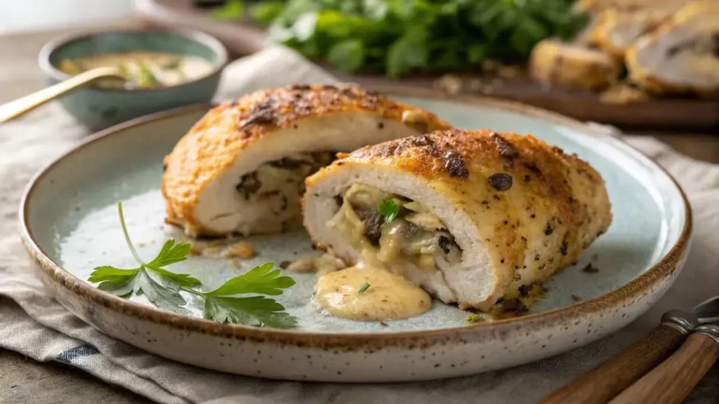 Cheesy-Garlic-Butter-Mushroom-Stuffed-Chicken