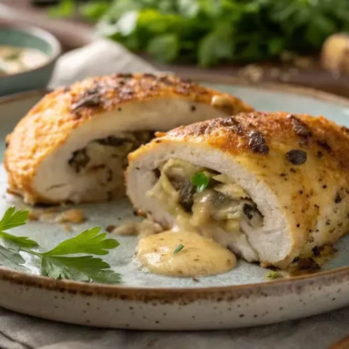 Cheesy-Garlic-Butter-Mushroom-Stuffed-Chicken