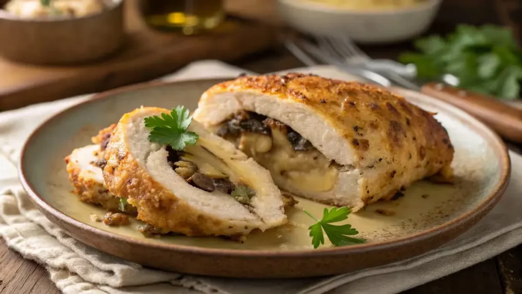 Cheesy-Garlic-Butter-Mushroom-Stuffed-Chicken-serving Cheesy-Garlic-Butter-Mushroom-Stuffed-Chicken-serving