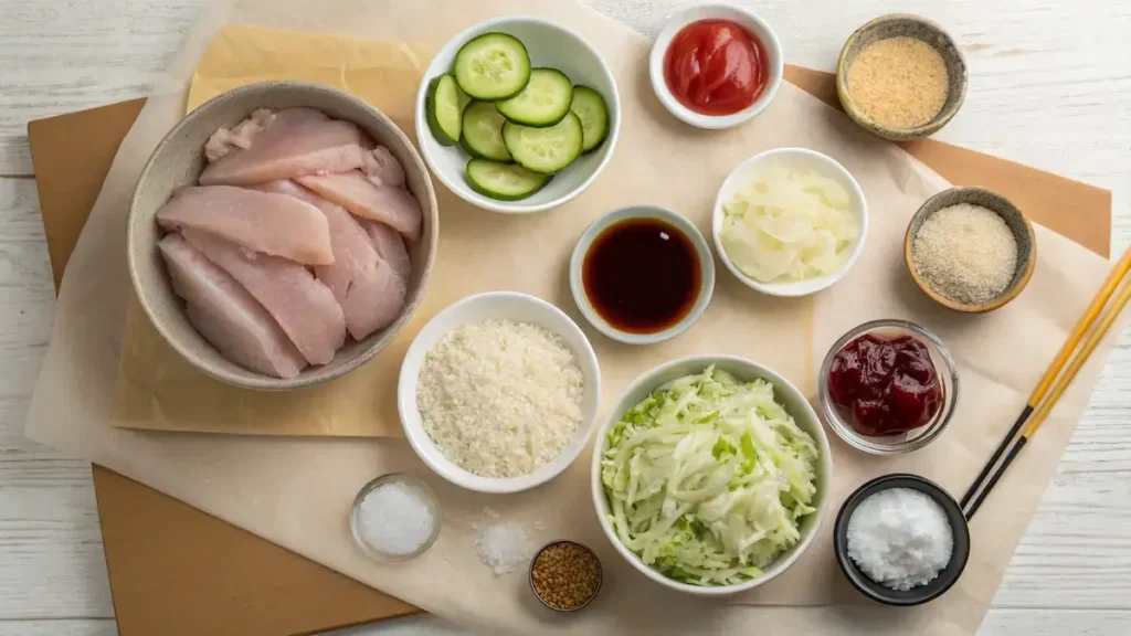Crispy Japanese Katsu Bowls with Tonkatsu Sauce ingredients