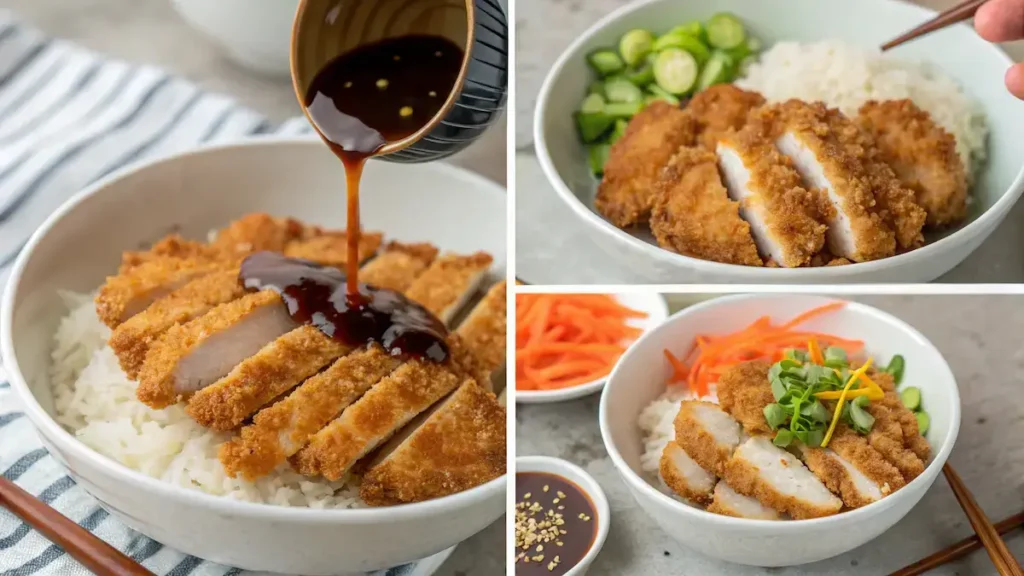 Crispy Japanese Katsu Bowls with Tonkatsu Sauce step by step