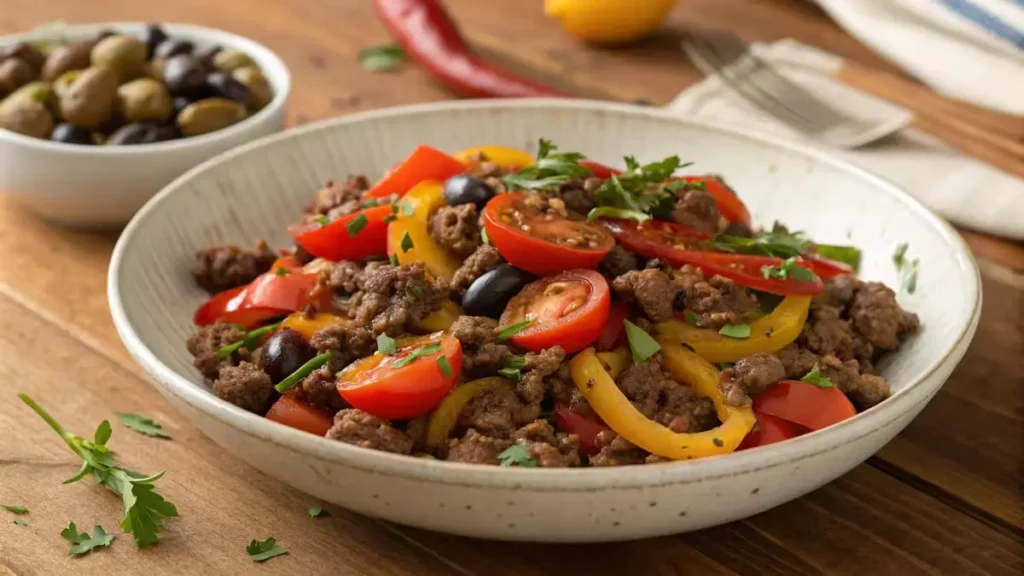 Mediterranean-Ground-Beef-Stir-Fry