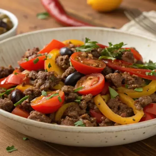 Mediterranean-Ground-Beef-Stir-Fry