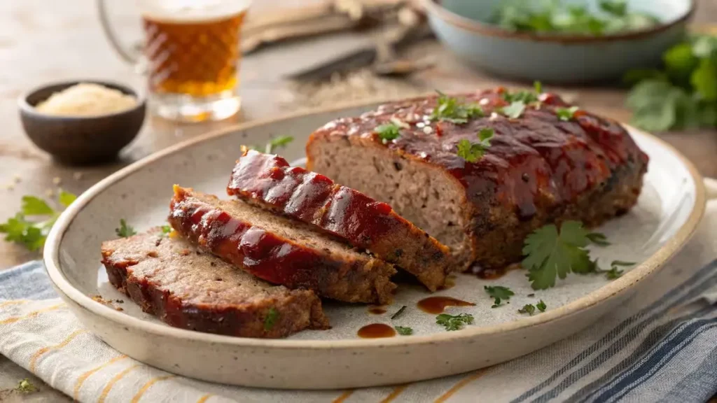 Sweet-and-Spicy-Korean-BBQ-Meatloaf-serving Sweet-and-Spicy-Korean-BBQ-Meatloaf-serving