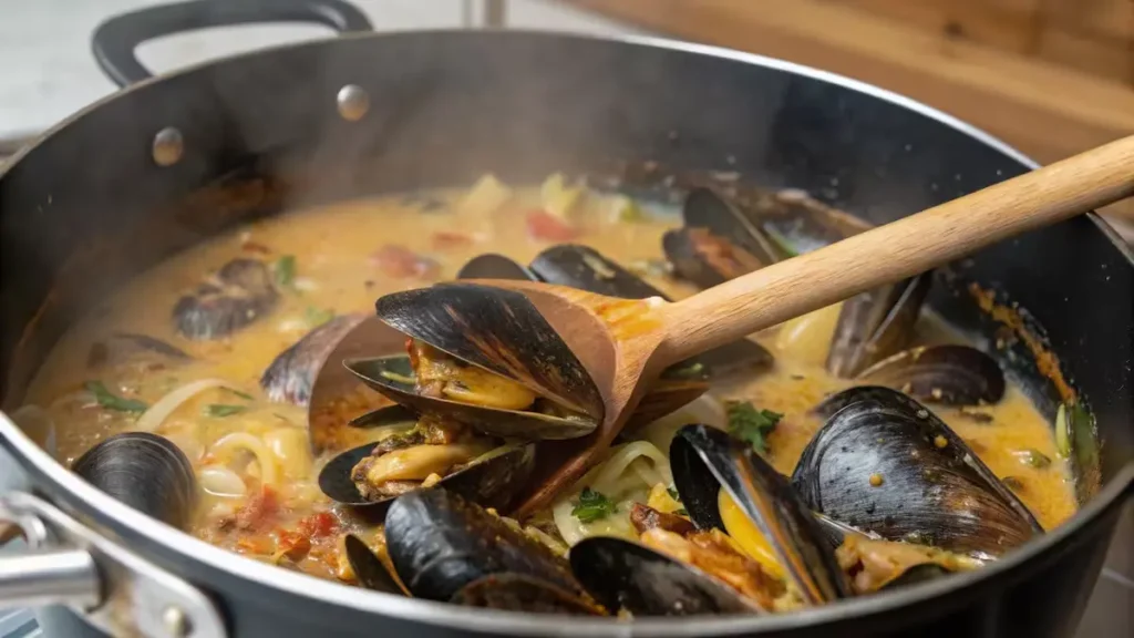 Thai-Coconut-Curry-Mussels-in-process Thai-Coconut-Curry-Mussels-in-process