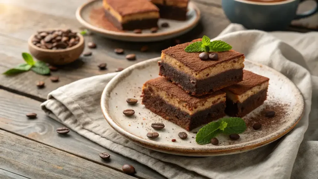 Tiramisu Brownies serving Tiramisu Brownies serving