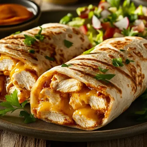 Cheesy Garlic Chicken Wraps
