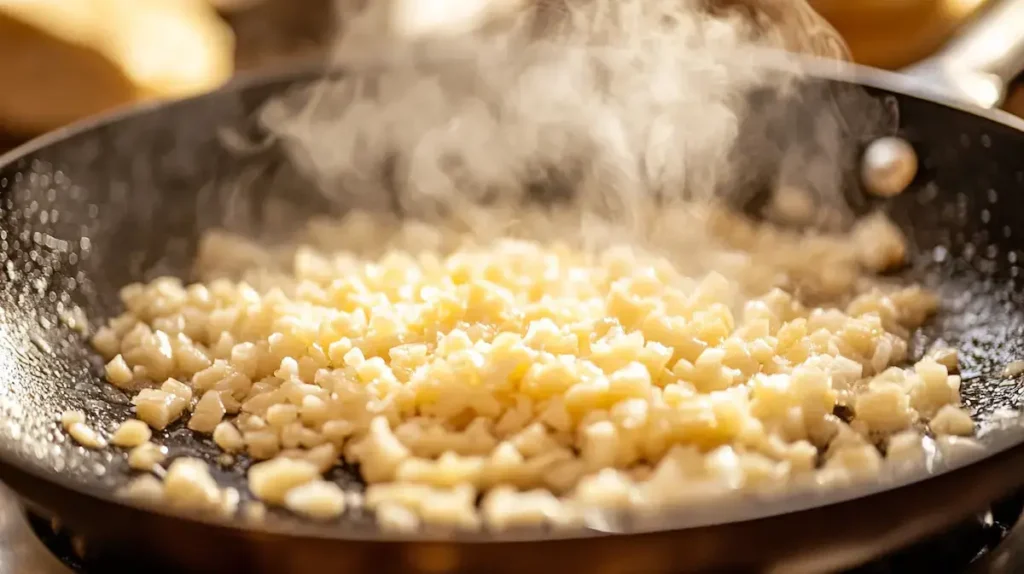 Creamy Garlic Sauce for Pizza sauté the garlic Creamy Garlic Sauce for Pizza sauté the garlic