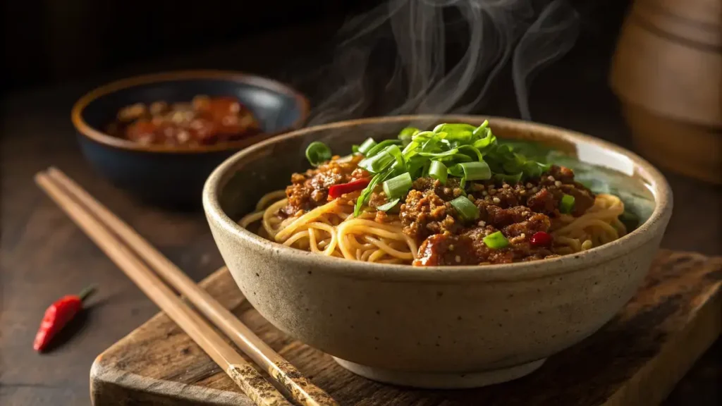 Dan Dan Noodles served Dan Dan Noodles served