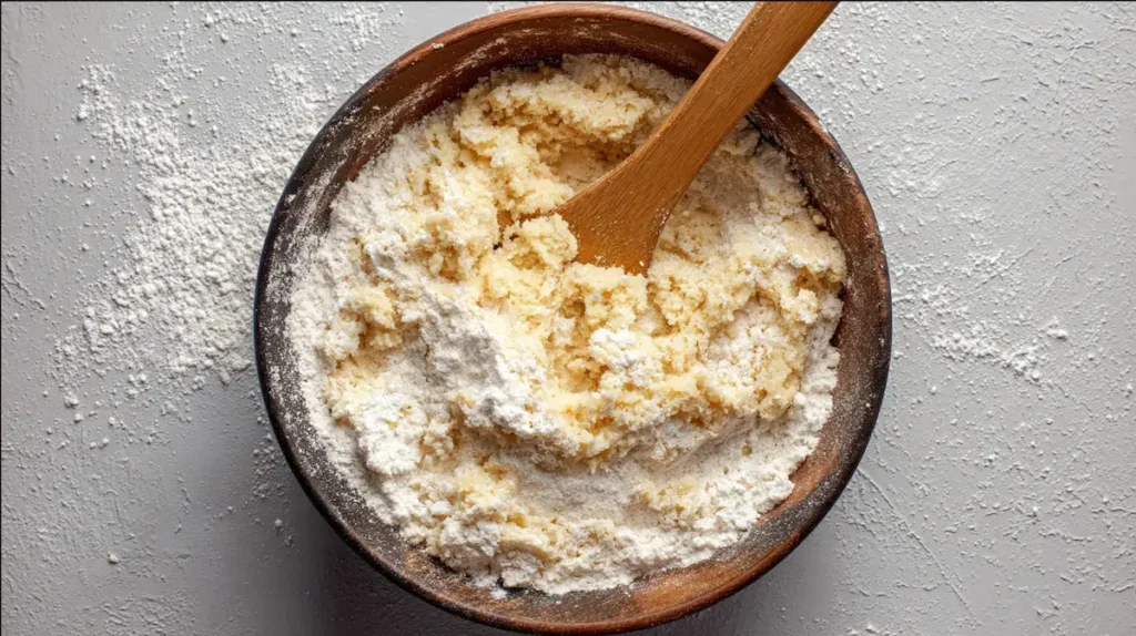 German Potato Pancakes mixing flour and potato German Potato Pancakes mixing flour and potato