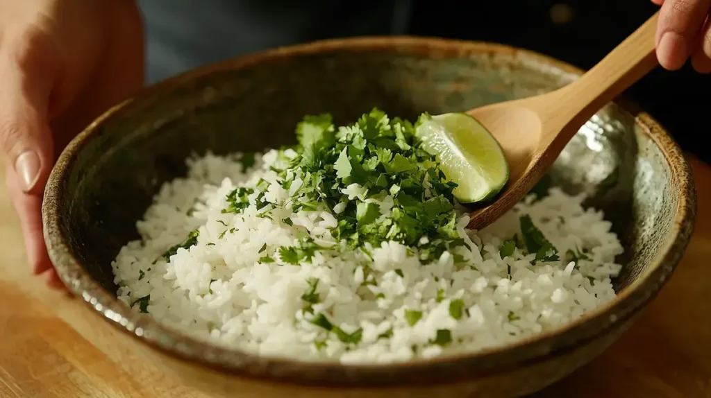Making the Cilantro Lime Rice Making the Cilantro Lime Rice