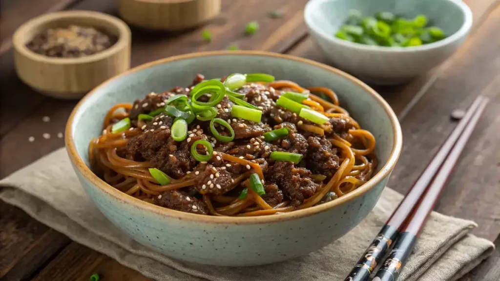 Mongolian Ground Beef Noodles