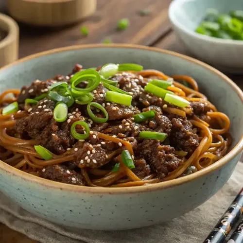 Mongolian Ground Beef Noodles